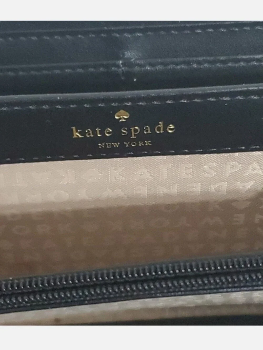 Kate Spade Nada Signature Canvas Wallet Black Pink Stripe